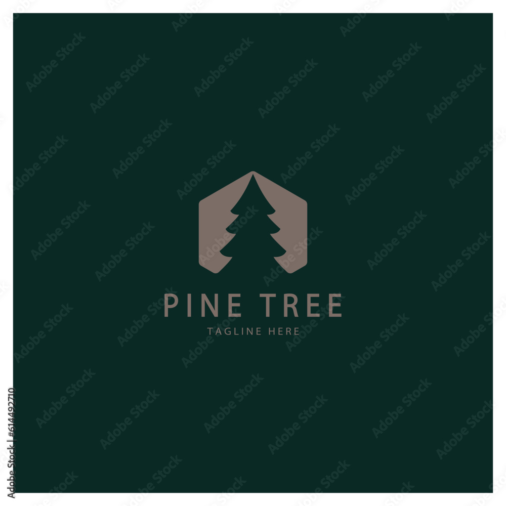 Obraz premium simple pine or fir tree logo,evergreen.for pine forest,adventurers,camping,nature,badges and business.vector