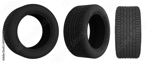 Close up of three tires. Png transparency © POSMGUYS