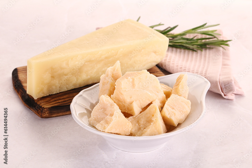 Chopped Italian hard parmesan cheese Chopped Italian hard parmesan cheese