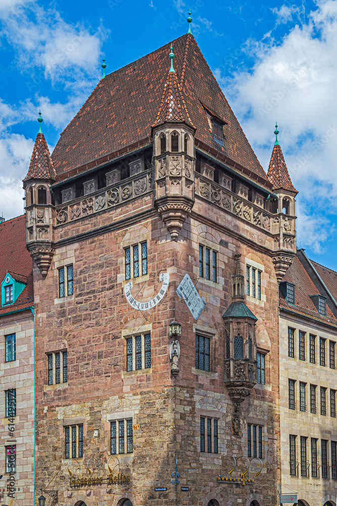The Nassauer Haus, a medieval residential tower dated to the 13th century, Nuremberg, Germany