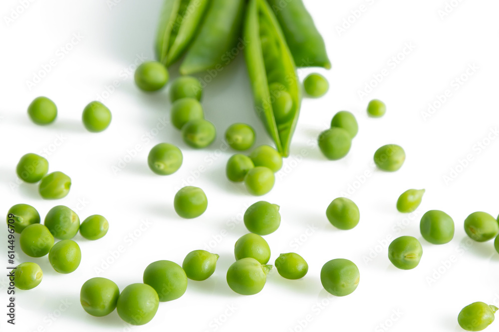 Fresh green vegetable pea pods and beans isolated on white background Fresh green vegetable pea pods and beans isolated on white background