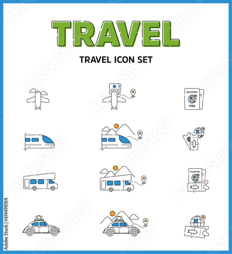 World Travel Line Vector Set 