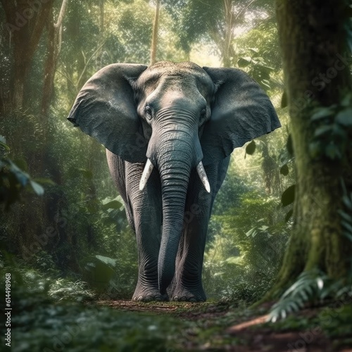 Elephant standing in the jungle.