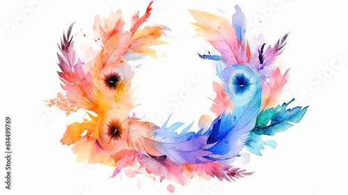 watercolor wreath frame dandelions. generative  ai