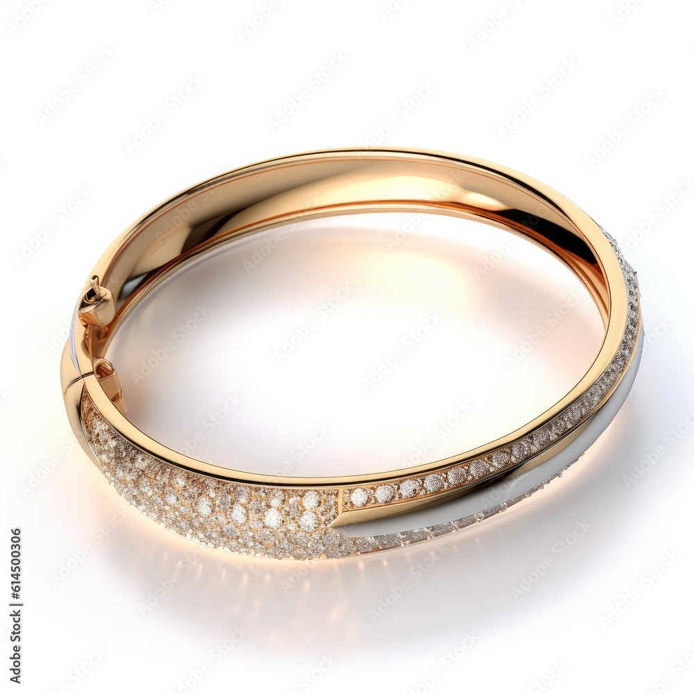 Bangle women, Bangle gold bracelet jewelry women on white background. Bangle women, Bangle gold bracelet jewelry women on white background.