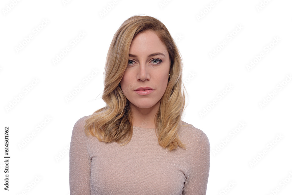 Attractive blonde woman posing on a white background. Attractive blonde woman posing on a white background.