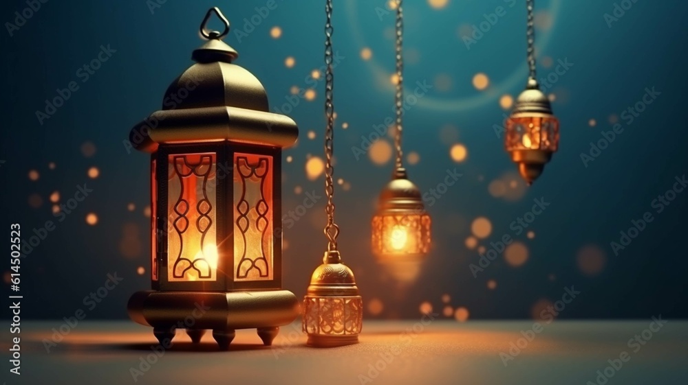 Ramadan Kareem background with arabic lantern and mosque Ramadan Kareem background with arabic lantern and mosque