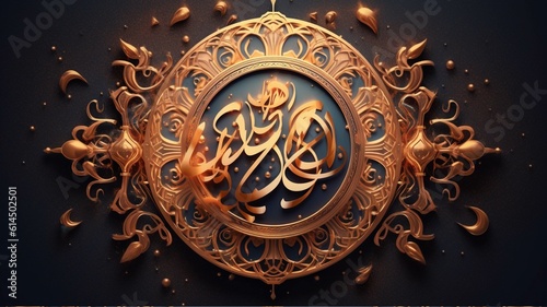 Ramadan Kareem background with arabic calligraphy and gold ornament