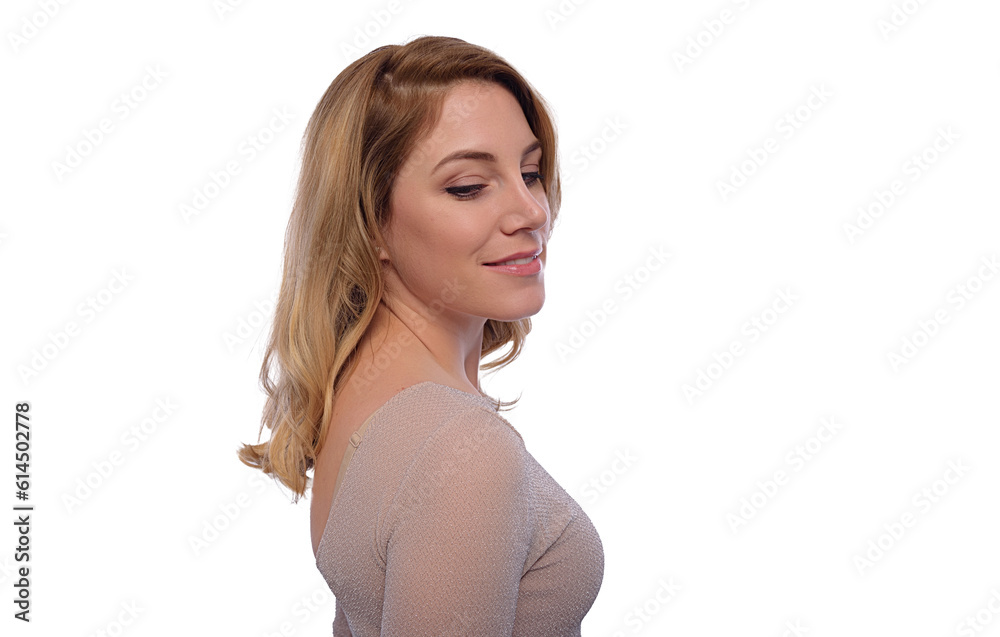 Attractive blonde woman posing on a white background. Attractive blonde woman posing on a white background.