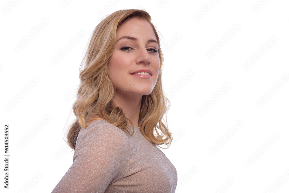 Attractive blonde woman posing on a white background. Attractive blonde woman posing on a white background.