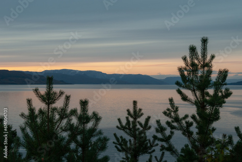 Beautiful sunset over Altafjorden by Alta  Finnmark  Norway