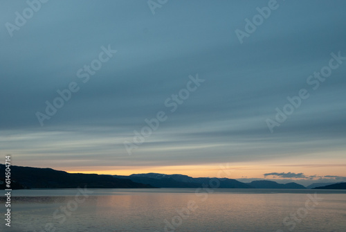 Beautiful sunset over Altafjorden by Alta  Finnmark  Norway