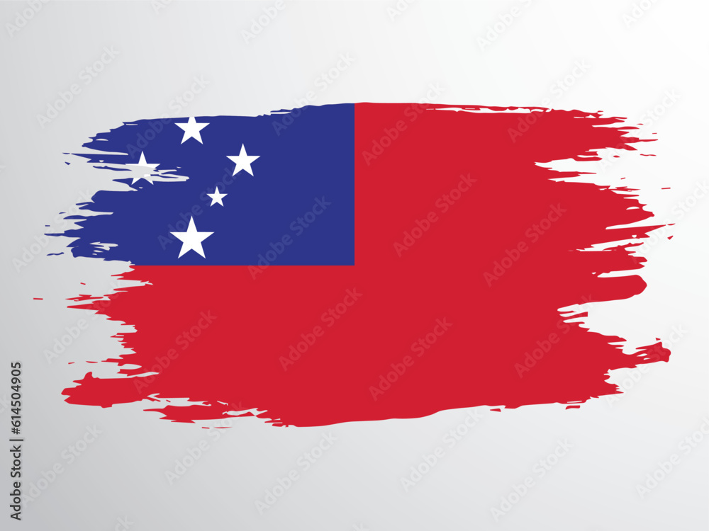 The flag of Samoa is drawn with a brush