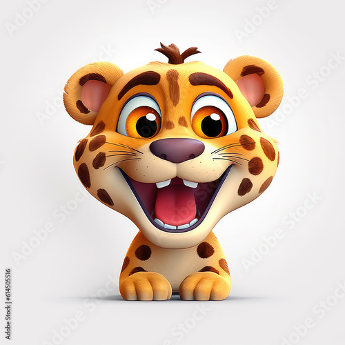 Cartoon leopard mascot smiley face on white background