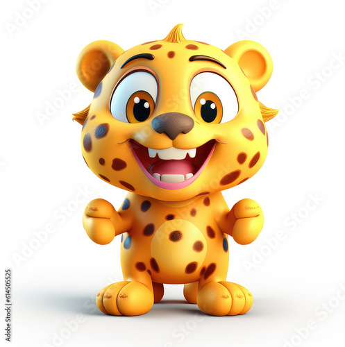 Cartoon leopard mascot smiley face on white background