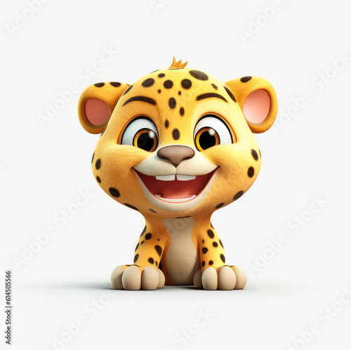 Cartoon leopard mascot smiley face on white background