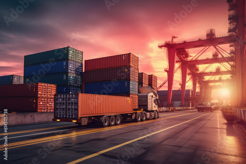 Logistics and transportation Industrial Container Cargo background