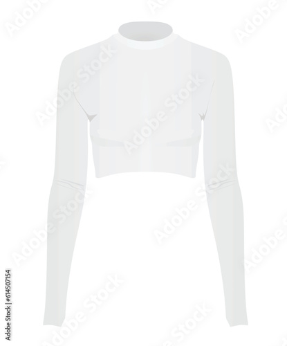 White turtle neck  crop t shirt. vector