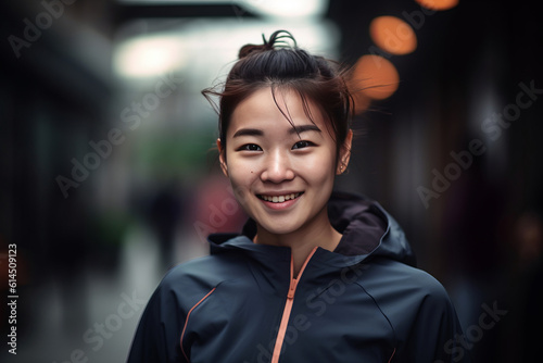 young chineese woman wearing sport clothes 