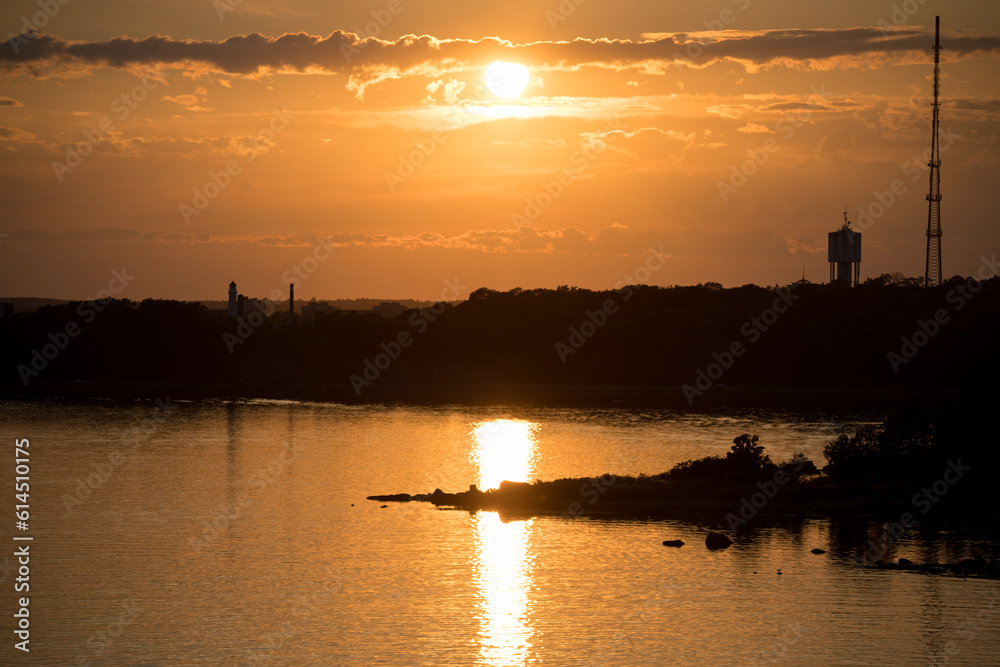 Beautiful sunset on the Baltic Sea during a ferry ride Beautiful sunset on the Baltic Sea during a ferry ride
