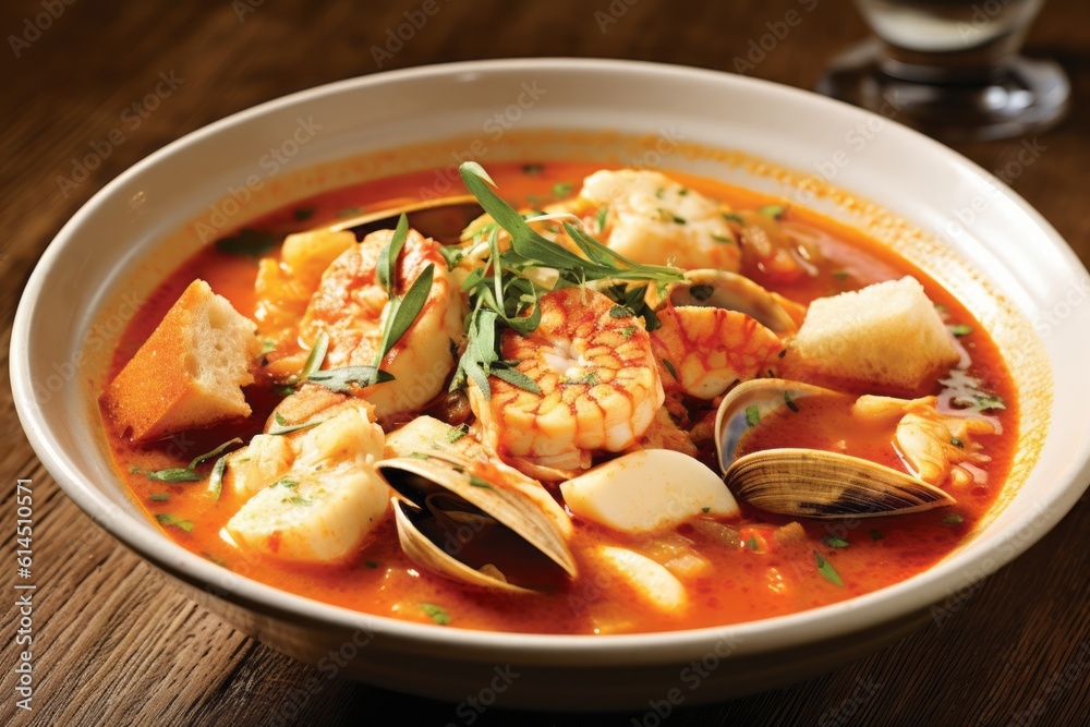 Dish of bouillabaisse reigns supreme. Originating in the port city of Marseille, this fish stew features a local fish, including flaky white fish, delicate monkfish and plump shellfish. Generative AI Dish of bouillabaisse reigns supreme. Originating in the port city of Marseille, this fish stew features a local fish, including flaky white fish, delicate monkfish and plump shellfish. Generative AI