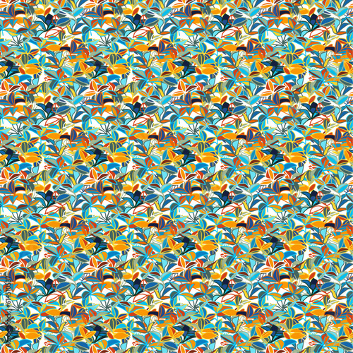 pattern vector digital art abstract flowers floristry rainbow colors contour line