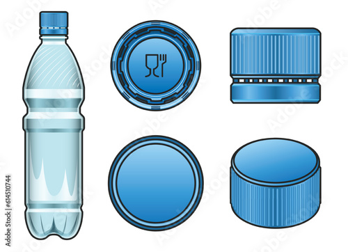 Plastic cork vector color set icon. Vector illustration bottle of cap on white background. Isolated color set icon plastic cork .