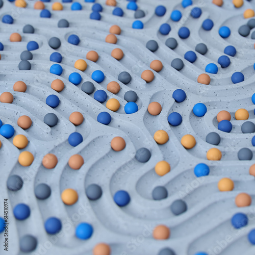 Small spheres rolling down wavy slide
