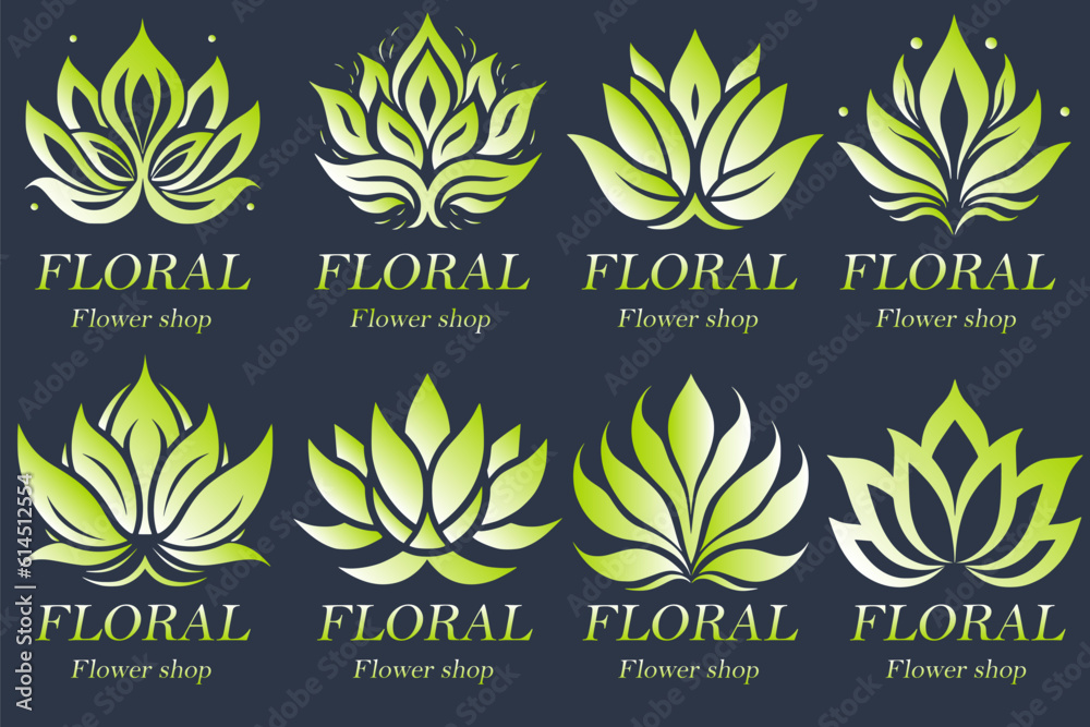Set of floral ornament logo,Abstract beauty flower logo design