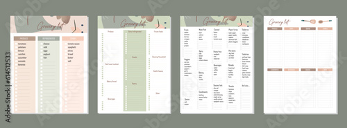 Set of 2 Grocery Lists planner printable template vectors. Printable and Digital

