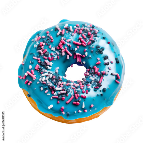 Blue donut with transparent background
