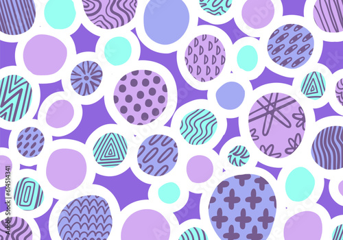 vector colorful doodle freeform circle geometric shape and white border patterns abstract background