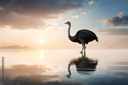 Ostrich in the water