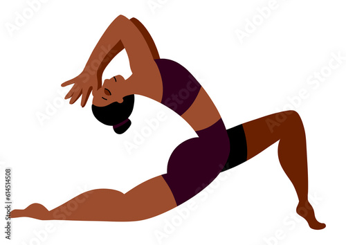 woman practicing yoga flat illustration isolated on transparent background photo