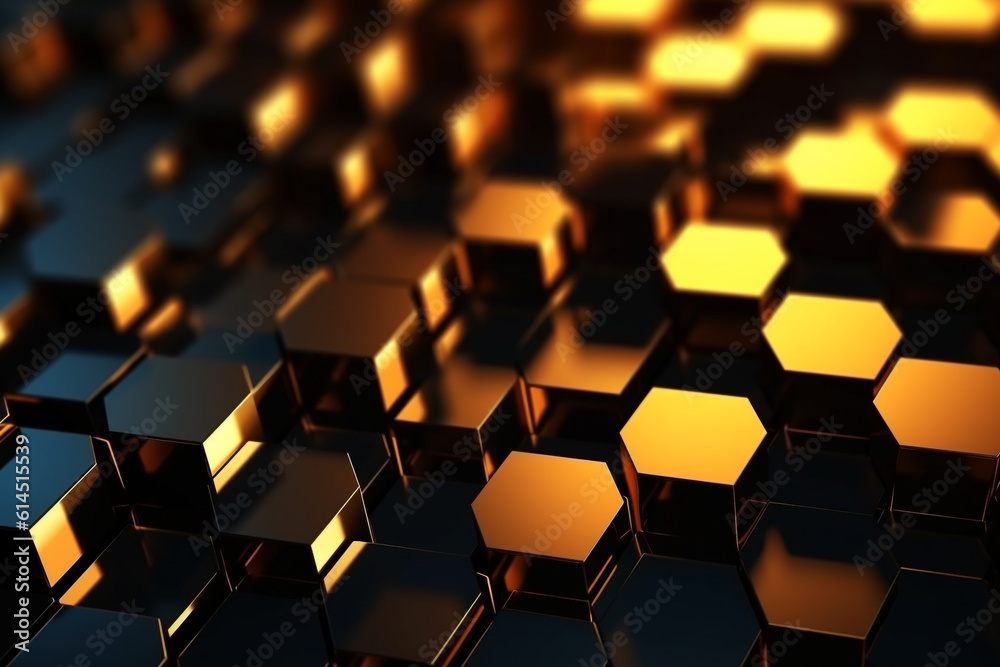 abstract gold background with hexagons