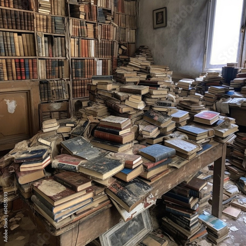 Room full of Pile of old books