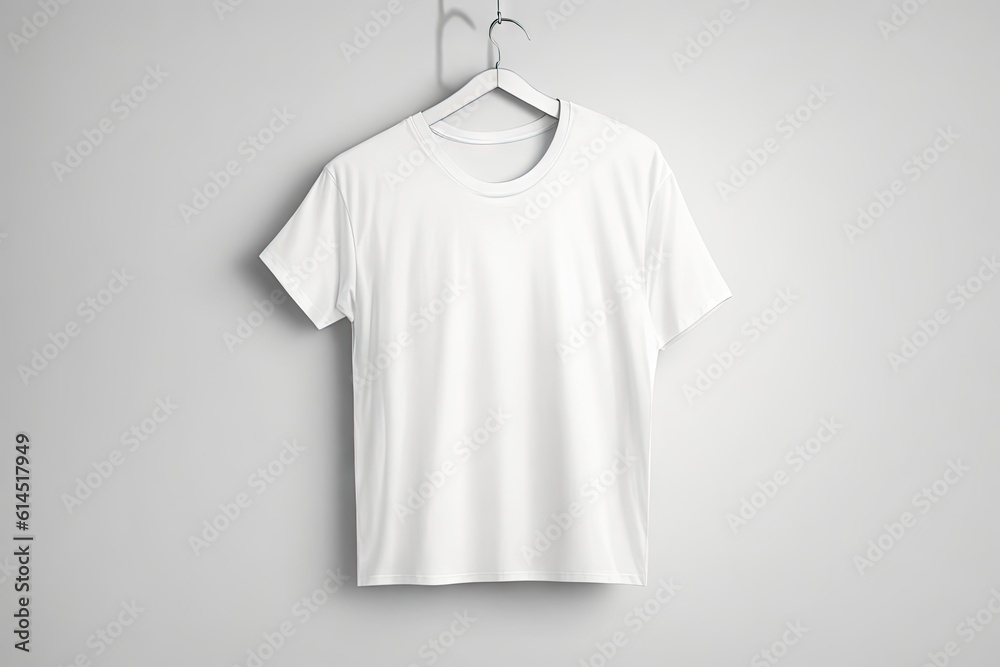 White T-shirt with trempel, mokup, ai generative White T-shirt with trempel, mokup, ai generative