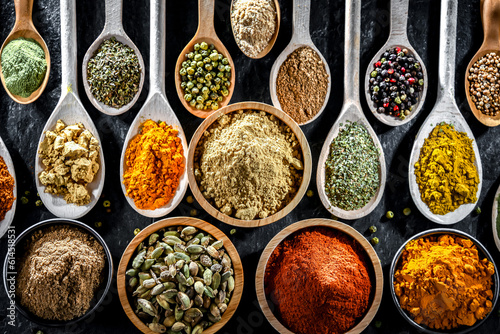 Composition with assortment of spices and herbs