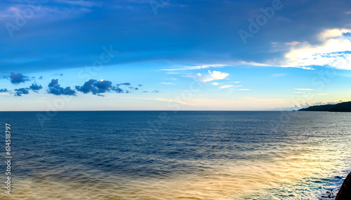Stunning View of the Sea with Blue Sky and White Clouds