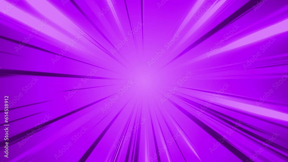 Looped purple rays animation comic book action layout background.