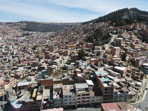 view of the city La Paz by drone