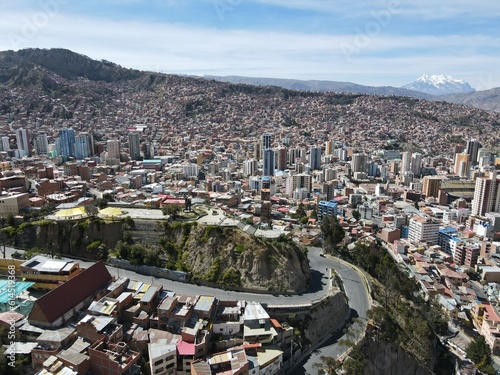 view of the city La Paz by drone