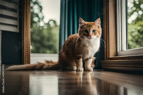cat on window sill AI Generated