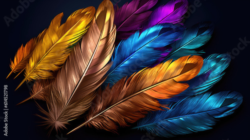 Colorful feathers from above