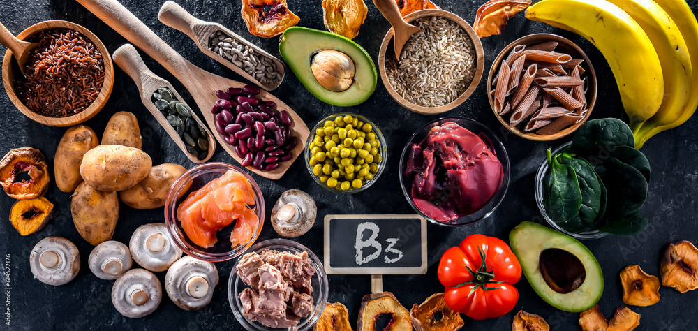 Composition with food products rich in niacin Composition with food products rich in niacin
