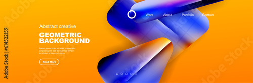 Overlapping geometric shapes background. 3D shadow effects and fluid gradients. Modern abstract forms