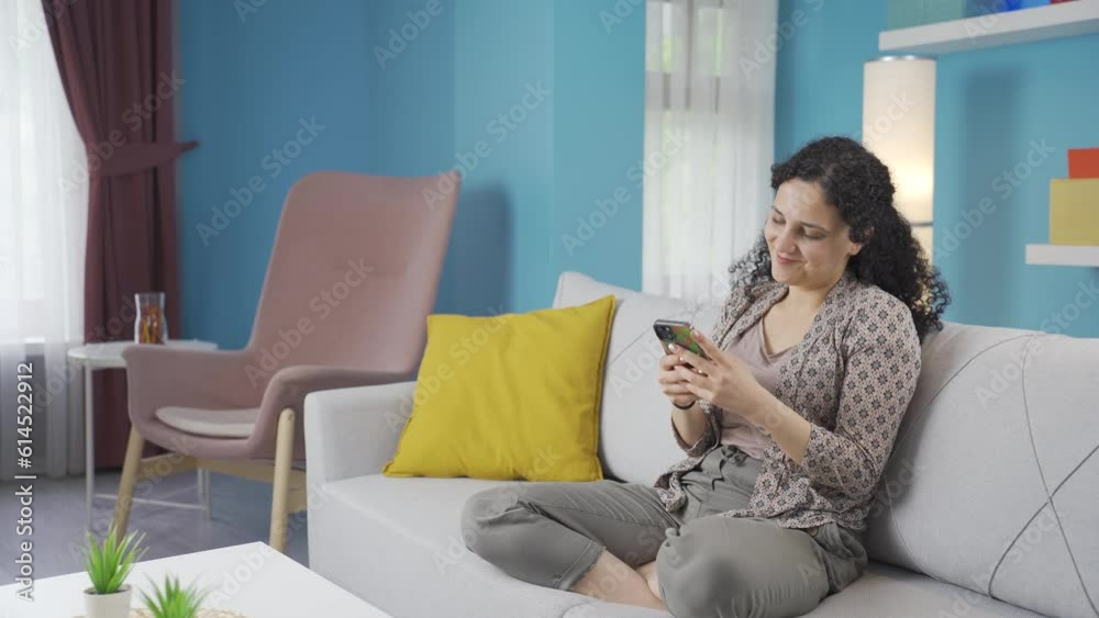 Happy and happy texting young woman. Happy and happy texting young woman.