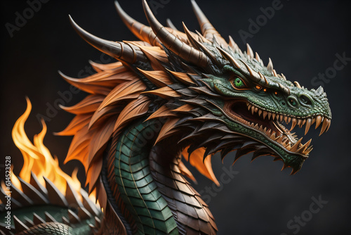 Photo generative Ai of Dragon head illustration