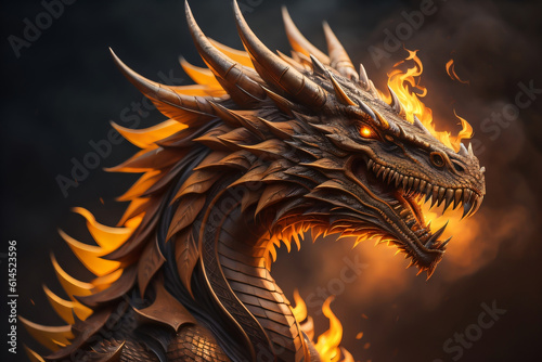 Photo generative Ai of Dragon head illustration