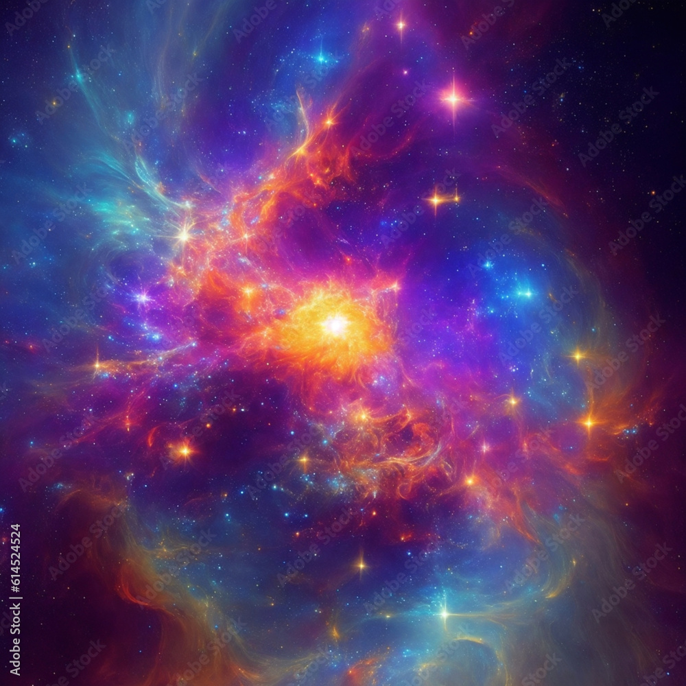 Colorful universe with space nebula.